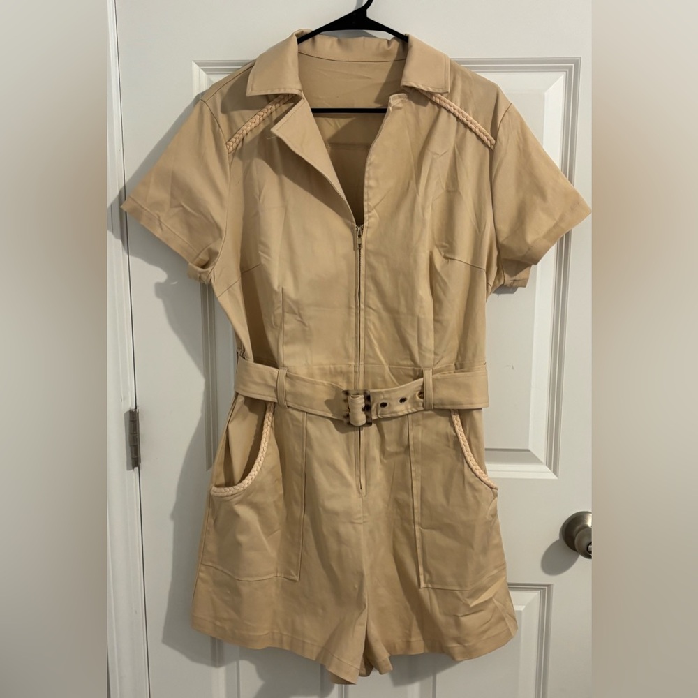 Khaki Romper Sz XL LIKE NEW ,WORN 1x, smoke free home. 1 Black & 1 pink as well.